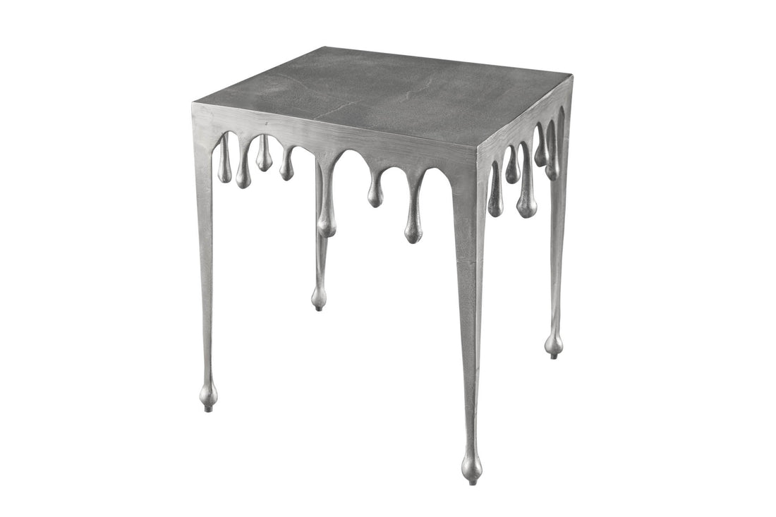 Side Table Liquid Line 50cm Metal Silver