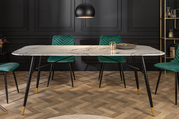 Dining Table Milano 180cm Glass White Marble Look