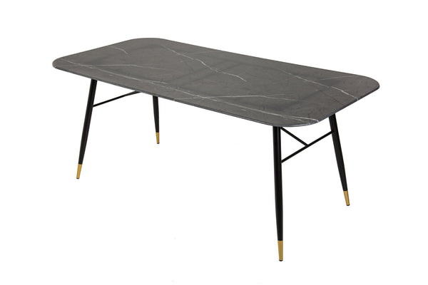 Dining Table Milano 180cm Glass Black Marble Look