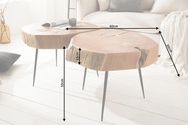 Coffee Table Goa 60cm Acacia Wood Natural Metal Legs