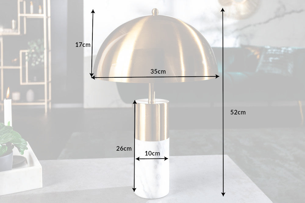 Table Lamp Burlesque 52cm Metal Gold Marble White