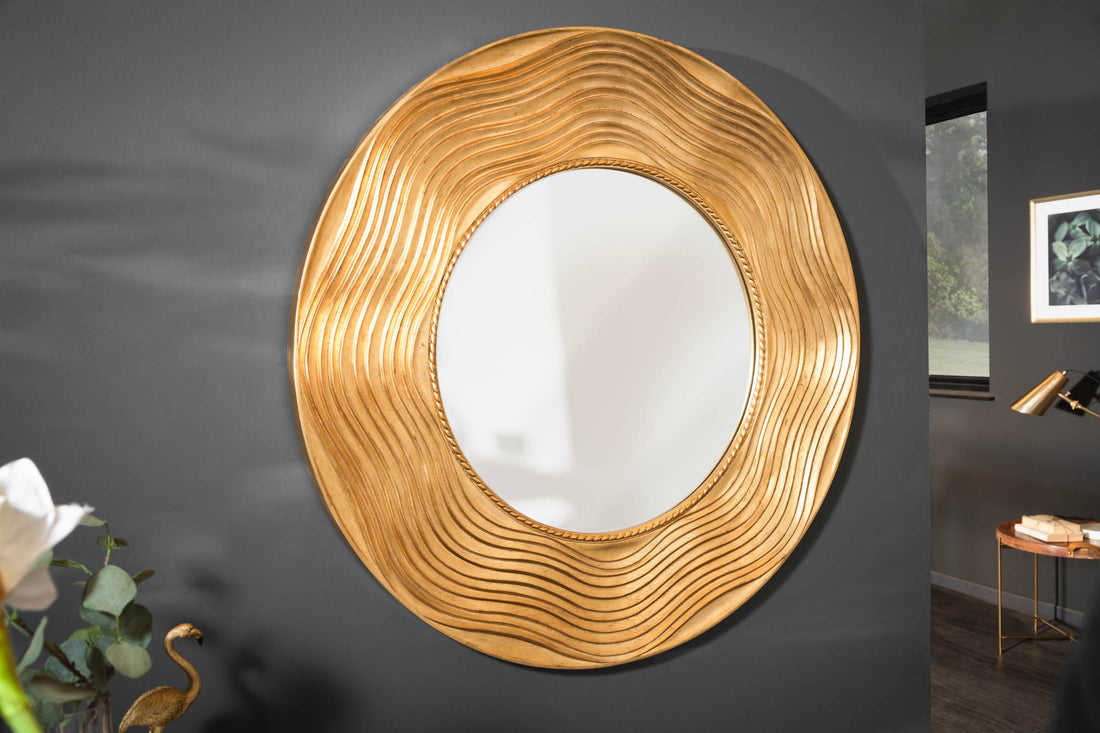 Mirror Circle 100cm Wood Gold
