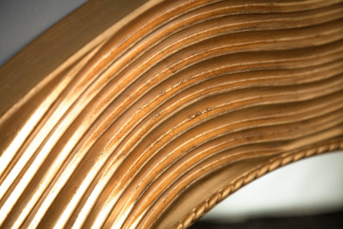 Mirror Circle 100cm Wood Gold