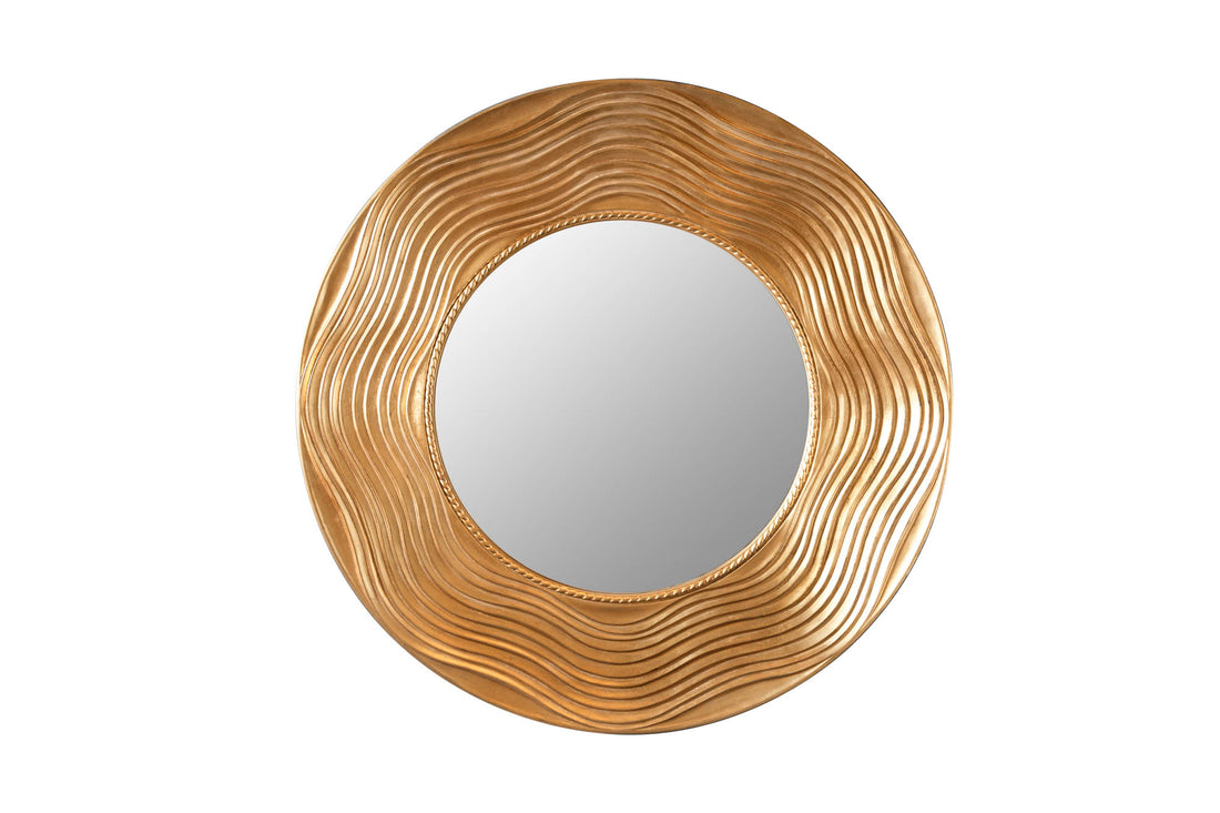 Mirror Circle 100cm Wood Gold