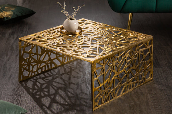 Coffee Table Abstract 60cm Metal Gold
