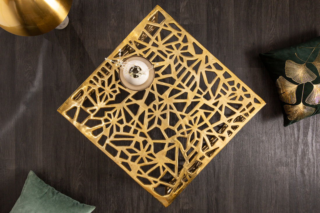 Coffee Table Abstract 60cm Metal Gold