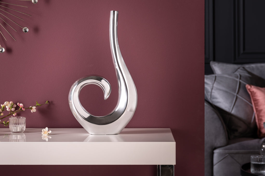 Vase Wave 48cm Metal Silver