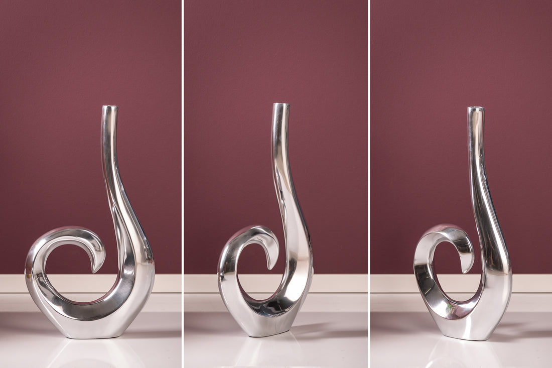 Vase Wave 48cm Metal Silver