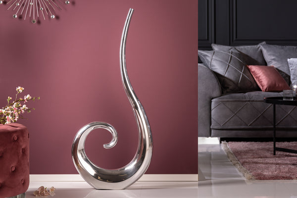 Vase Wave 106cm Metal Silver