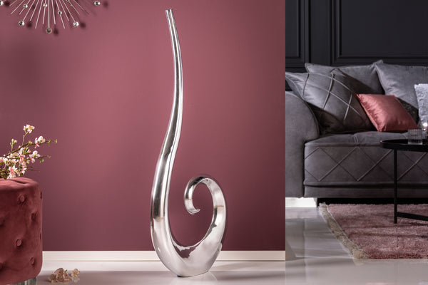 Vase Wave 106cm Metal Silver