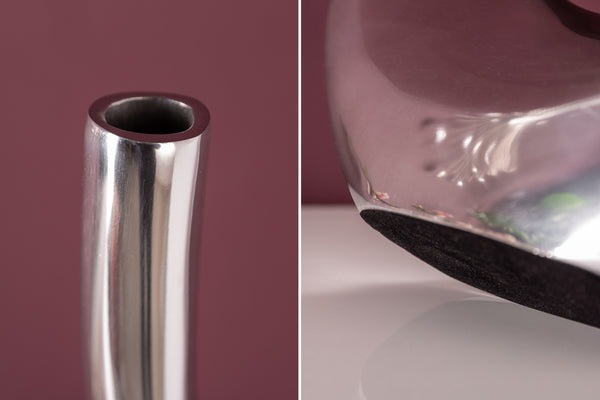 Vase Wave 106cm Metal Silver