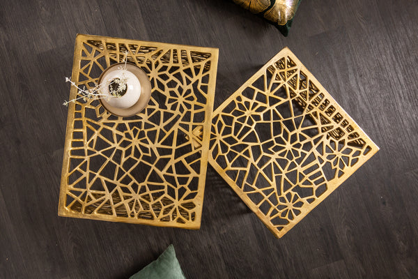 Coffee Table Abstract set of 2 Gold