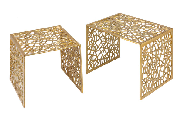 Coffee Table Abstract set of 2 Gold