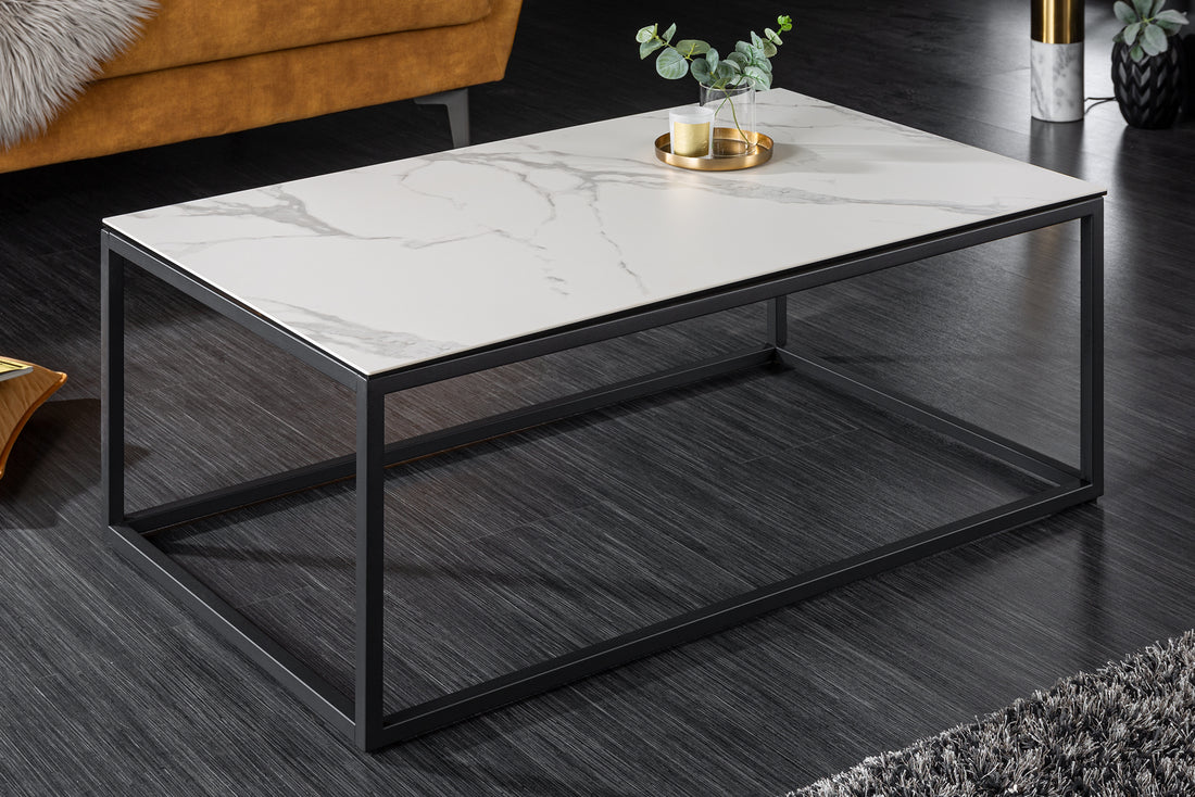 Coffee Table Eclipse 100cm Ceramics White Marble Look