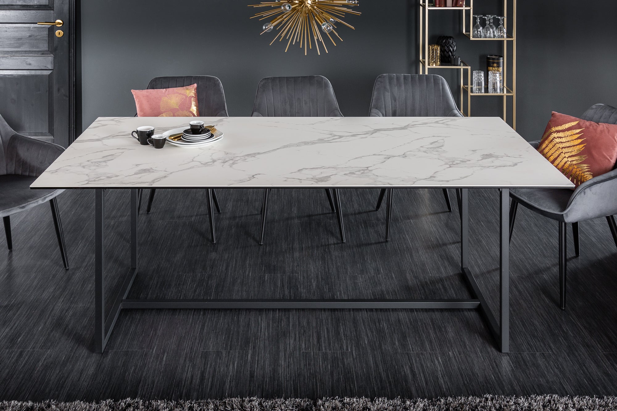 Dining Table Eclipse 200cm Ceramic White Marble Look