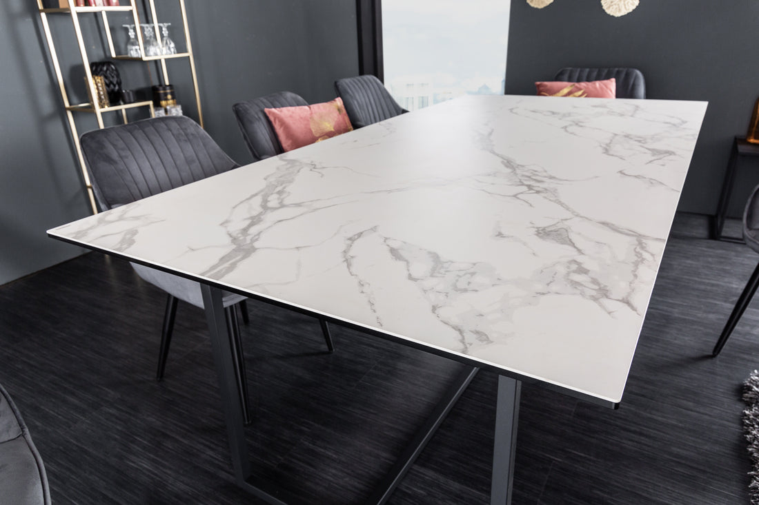 Dining Table Eclipse 200cm Ceramic White Marble Look