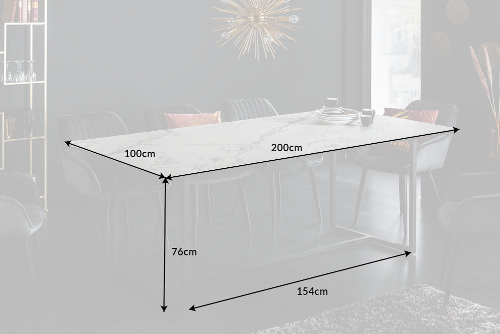 Dining Table Eclipse 200cm Ceramic White Marble Look