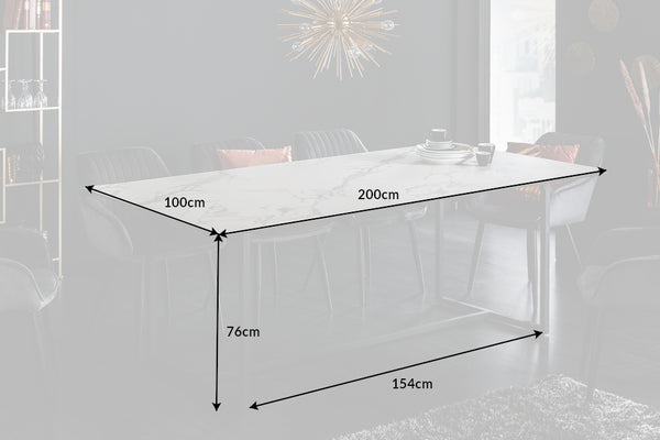 Dining Table Eclipse 200cm Ceramic White Marble Look