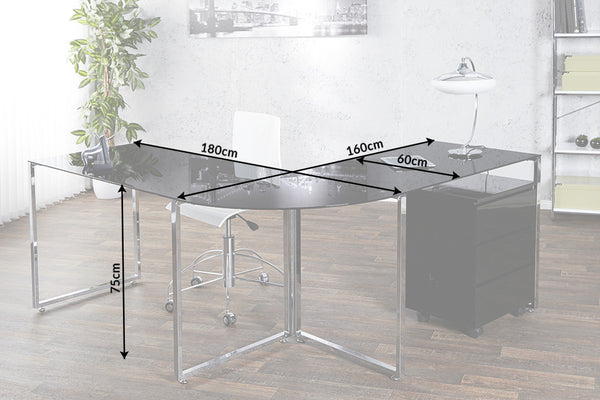 Corner Desk Big Deal Safety Glass Black