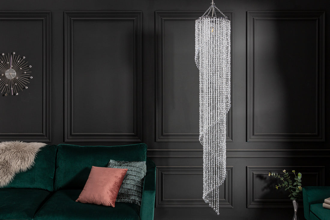 Hanging Lamp Big Strass L 160cm Acryl Silver