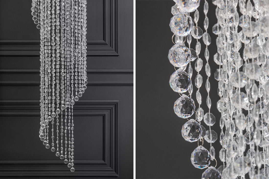 Hanging Lamp Big Strass L 160cm Acryl Silver