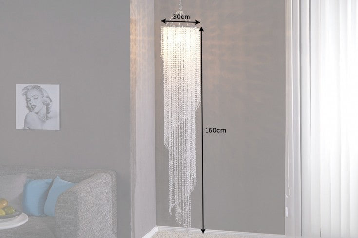 Hanging Lamp Big Strass L 160cm Acryl Silver