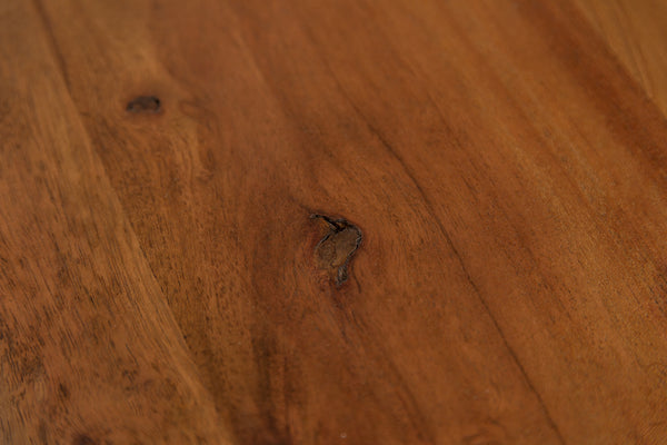 Coffee Table Monolith 110cm Acacia Wood Honey Chrome
