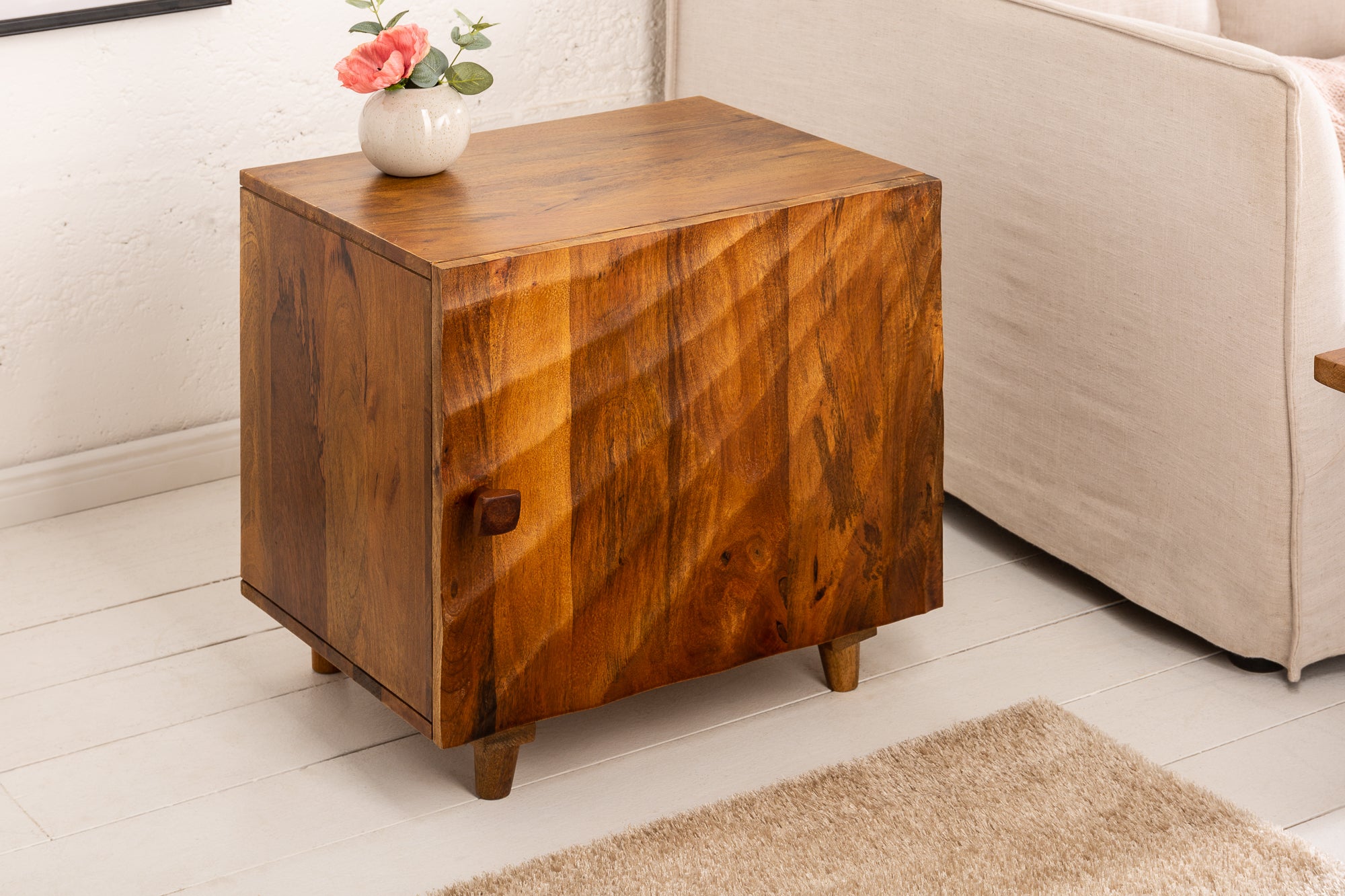 Bedside Table Fossil 50cm Mango Brown