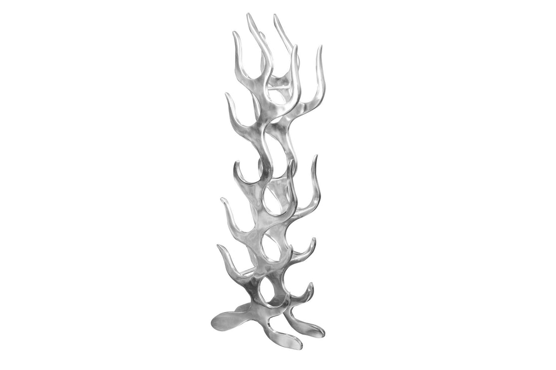 Wine Bottle Rack Flame 93cm Metal Silver