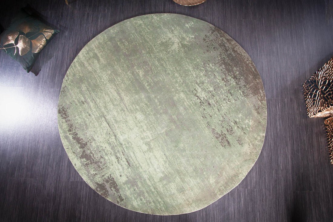 Rug Modern Art Round 150cm Cotton Green
