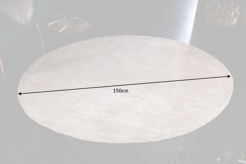Rug Modern Art Round 150cm Cotton Beige