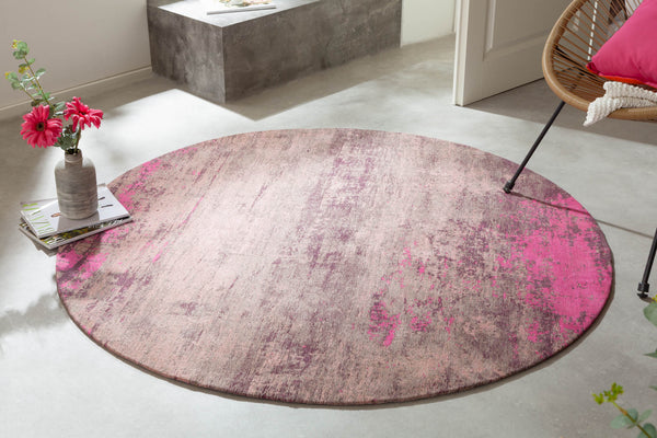 Round Rug Modern Art 150cm Cotton Pink