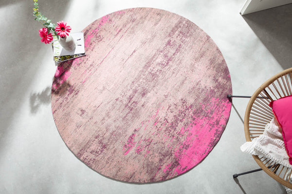 Rug Modern Art Round 150cm Cotton Pink