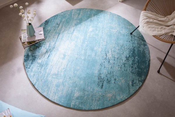 Rug Modern Art Round 150cm Cotton Turquoise