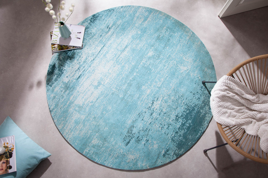 Rug Modern Art Round 150cm Cotton Turquoise
