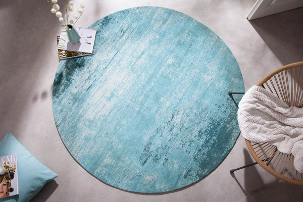 Rug Modern Art Round 150cm Cotton Turquoise