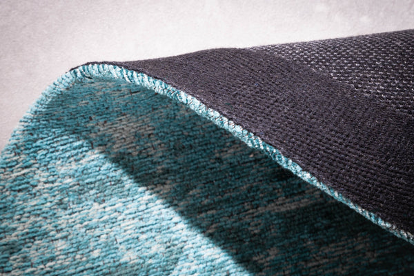 Rug Modern Art Round 150cm Cotton Turquoise