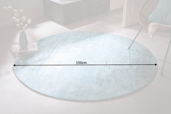 Rug Modern Art Round 150cm Cotton Turquoise