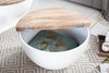 Round Coffee Table Industrial Storage 60cm Mango Wood White