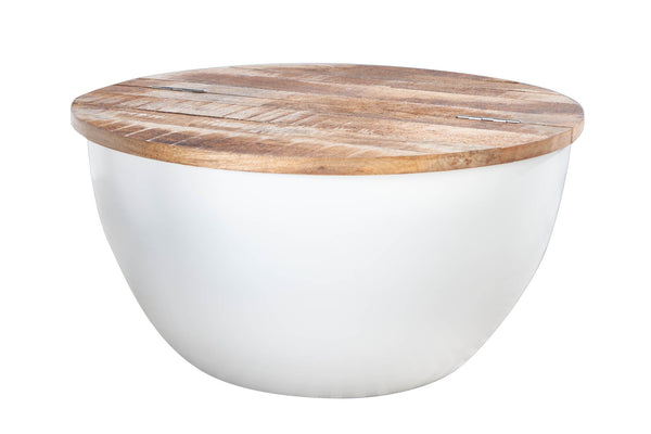 Coffee Table Industrial Storage 60cm Mango White