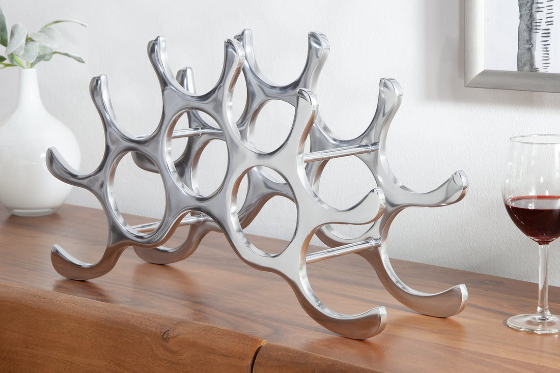 Wine Bottle Rack Flame 48cm Metal Silver