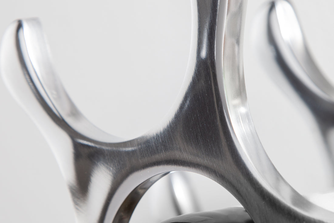 Wine Bottle Rack Flame 48cm Metal Silver