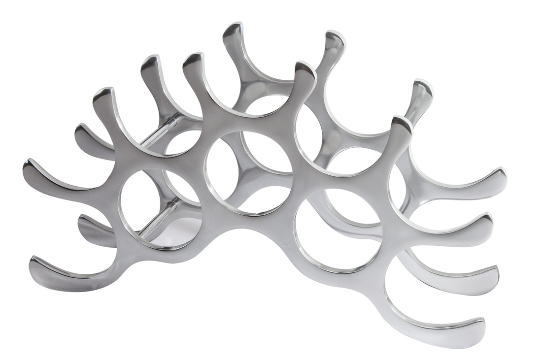 Wine Bottle Rack Flame 48cm Metal Silver