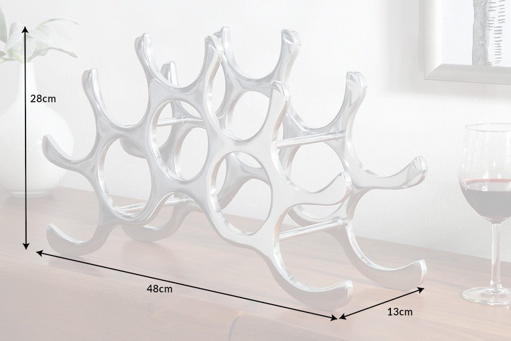 Wine Bottle Rack Flame 48cm Metal Silver