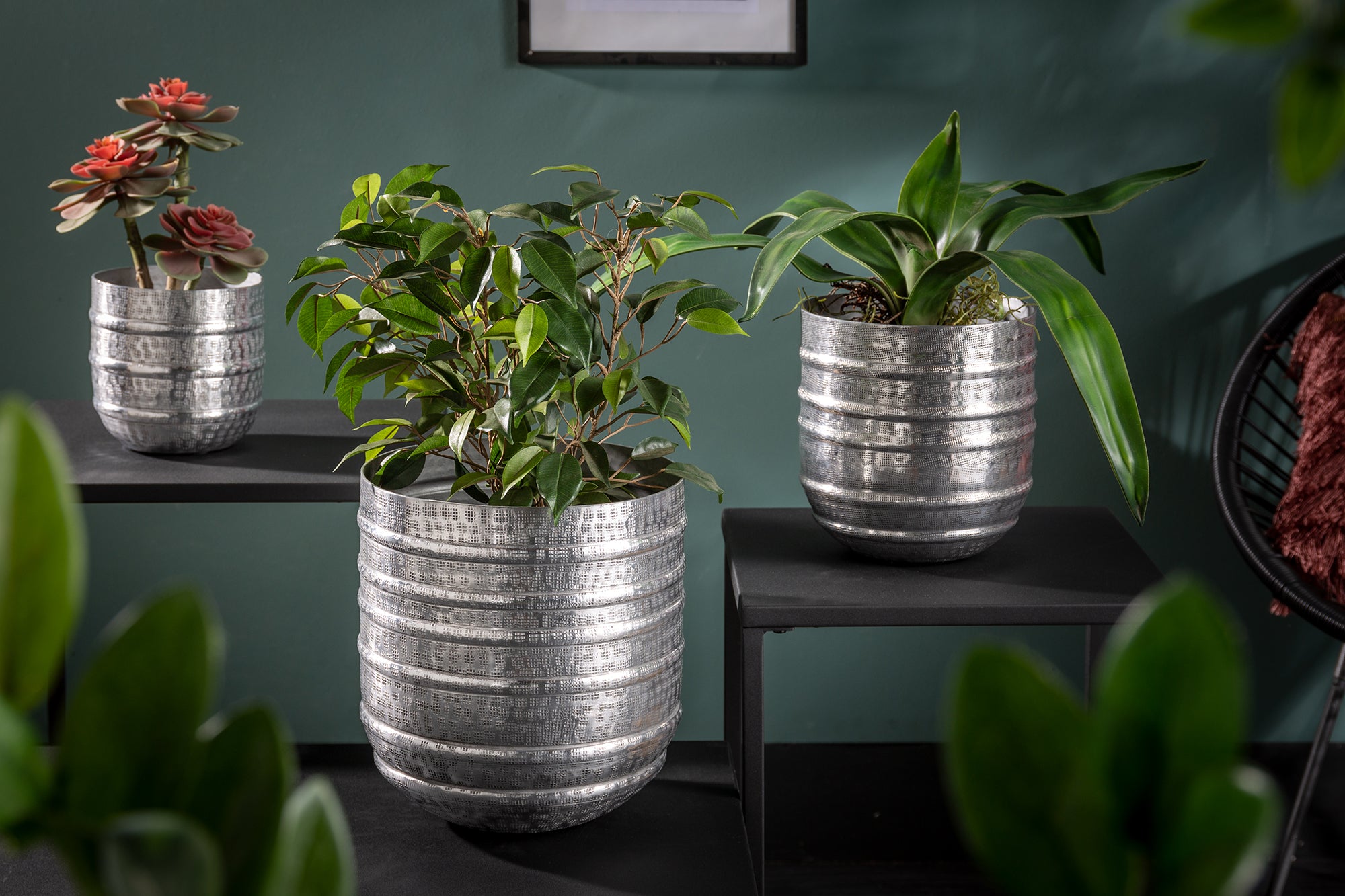 Flower Pots Mandala Silver - Set of 3