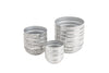 Set Of 3 Flower Pots Mandala 16cm/21cm/27cm Metal Silver
