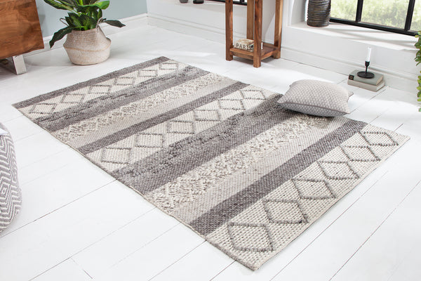 Hand-woven Rug Lana 240x160cm Wool Grey