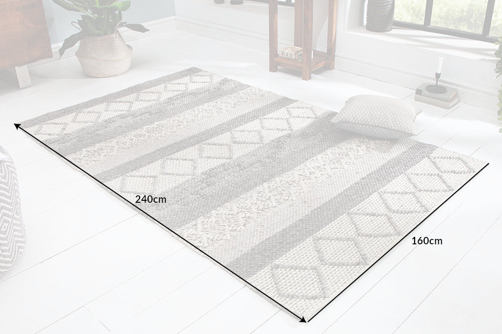 Hand-woven Rug Lana 240x160cm Wool Grey