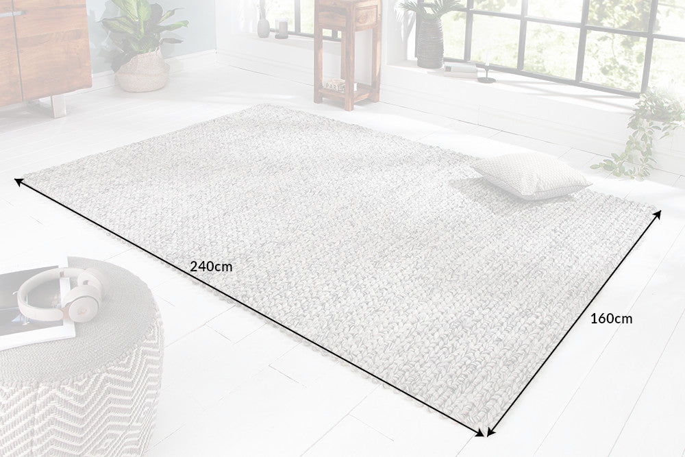 Hand-woven Rug Malibu 240x160cm Wool Grey