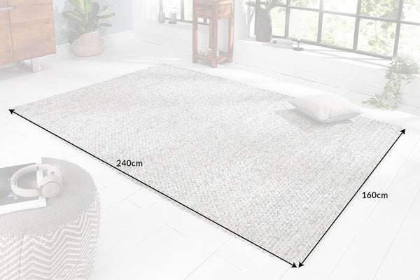 Hand-woven Rug Malibu 240x160cm Wool Grey